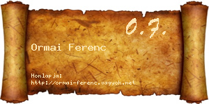 Ormai Ferenc névjegykártya